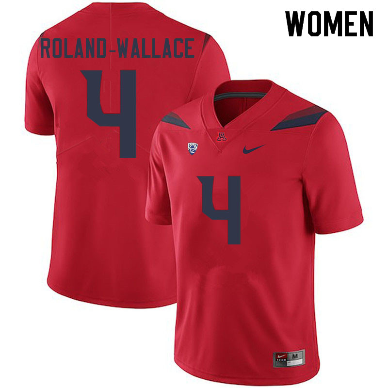 Women #4 Christian Roland-Wallace Arizona Wildcats College Football Jerseys Sale-Red - Click Image to Close